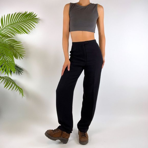 Annex Essentials Pants - Vintage 90s Grunge Black High Waisted Indie Women's Dress Pants / Size: 2